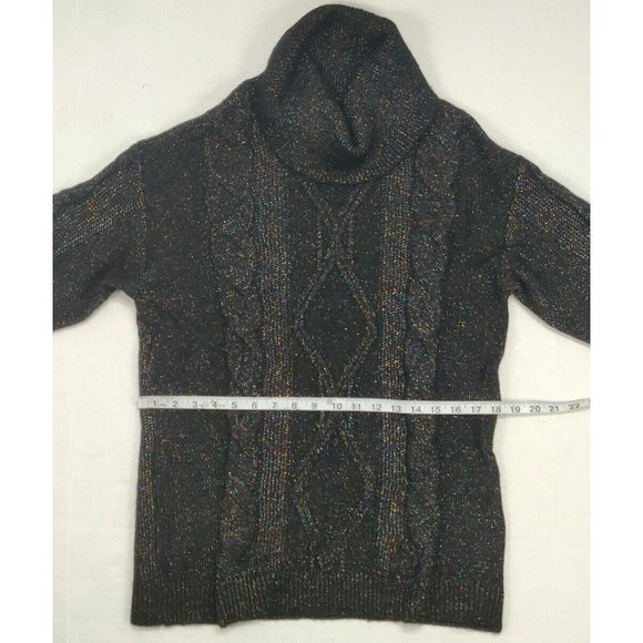 Charter Club Womens Sweater M Black Cowl Neck - Picture 9 of 13